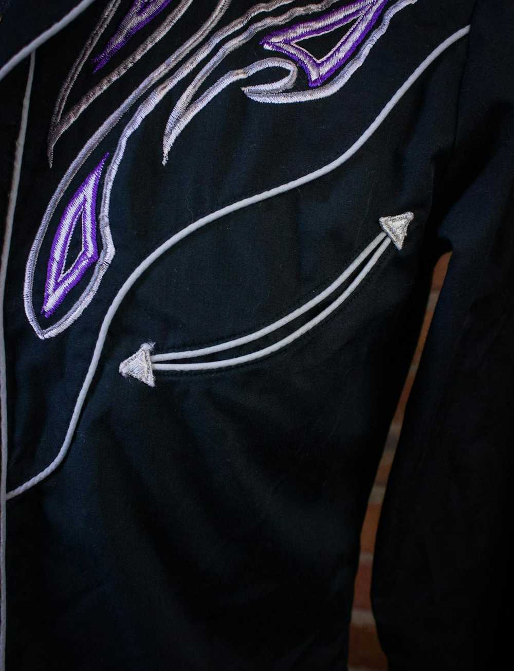 Vintage Levi's Purple Embroidery Pearl Snap Weste… - image 5