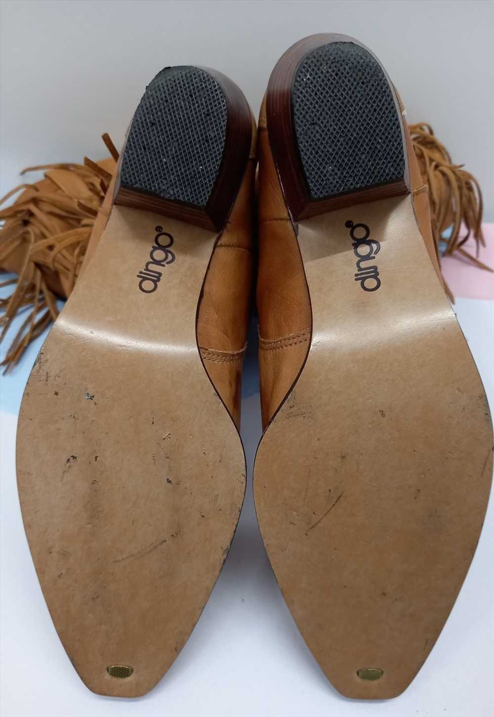 Vintage Dingo Cowboy Boots Tan Brown Leather Frin… - image 5