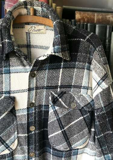 Vintage Checkered Men's Fleece Shirt / Plaid Polar