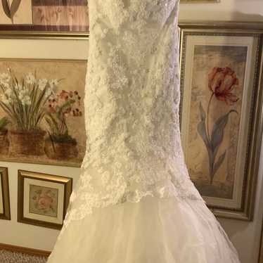 ivory lace strapless mermaid wedding dress - image 1