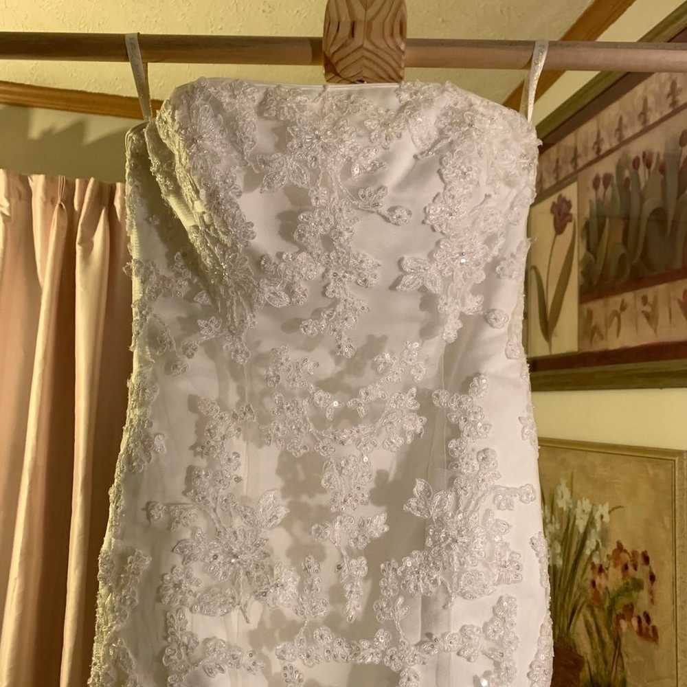 ivory lace strapless mermaid wedding dress - image 2
