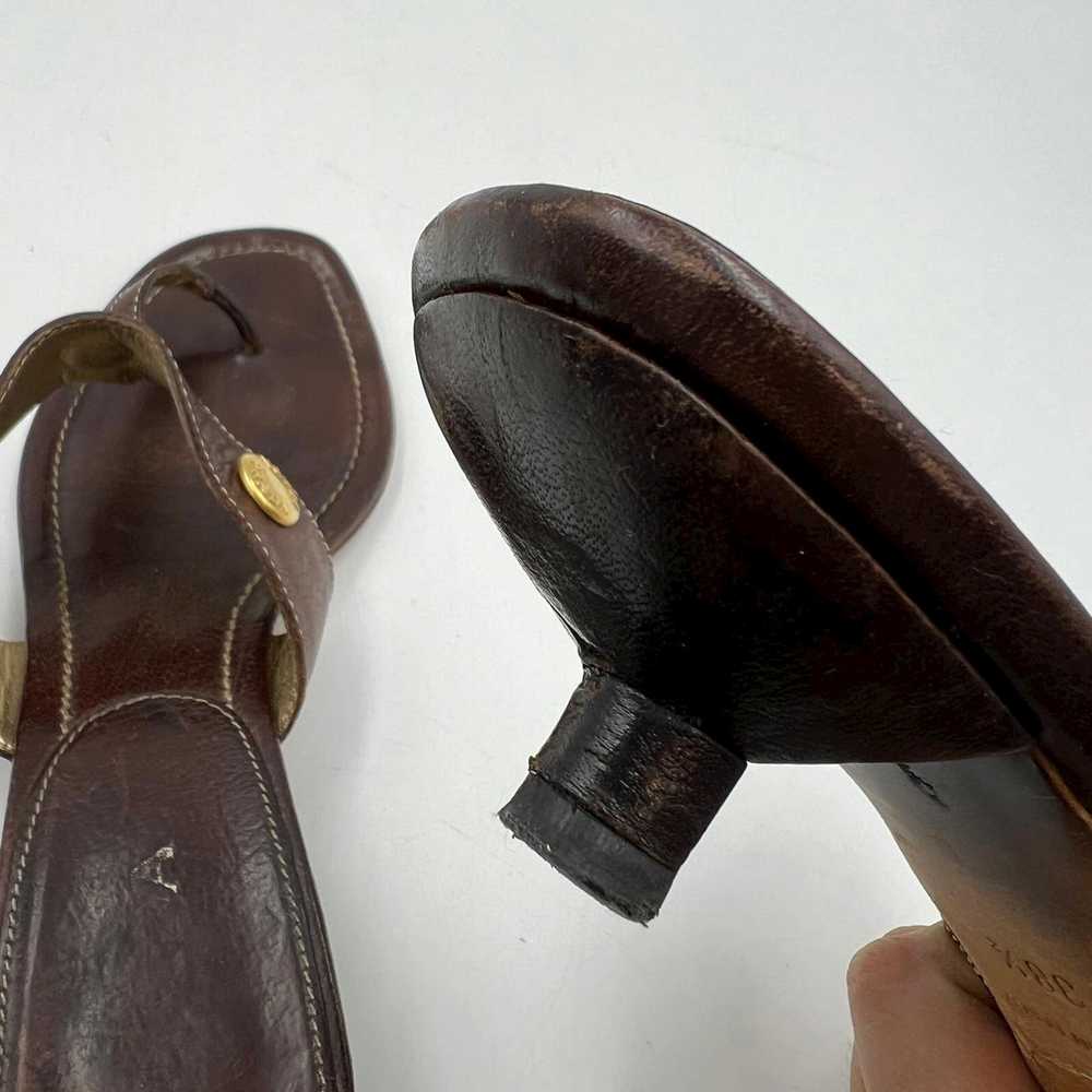 Prada Prada Leather Thong Kitten Heels Brown Sand… - image 6