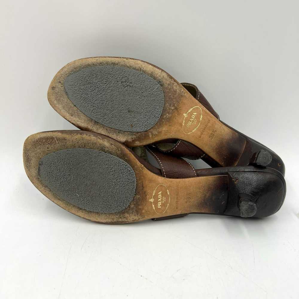 Prada Prada Leather Thong Kitten Heels Brown Sand… - image 8