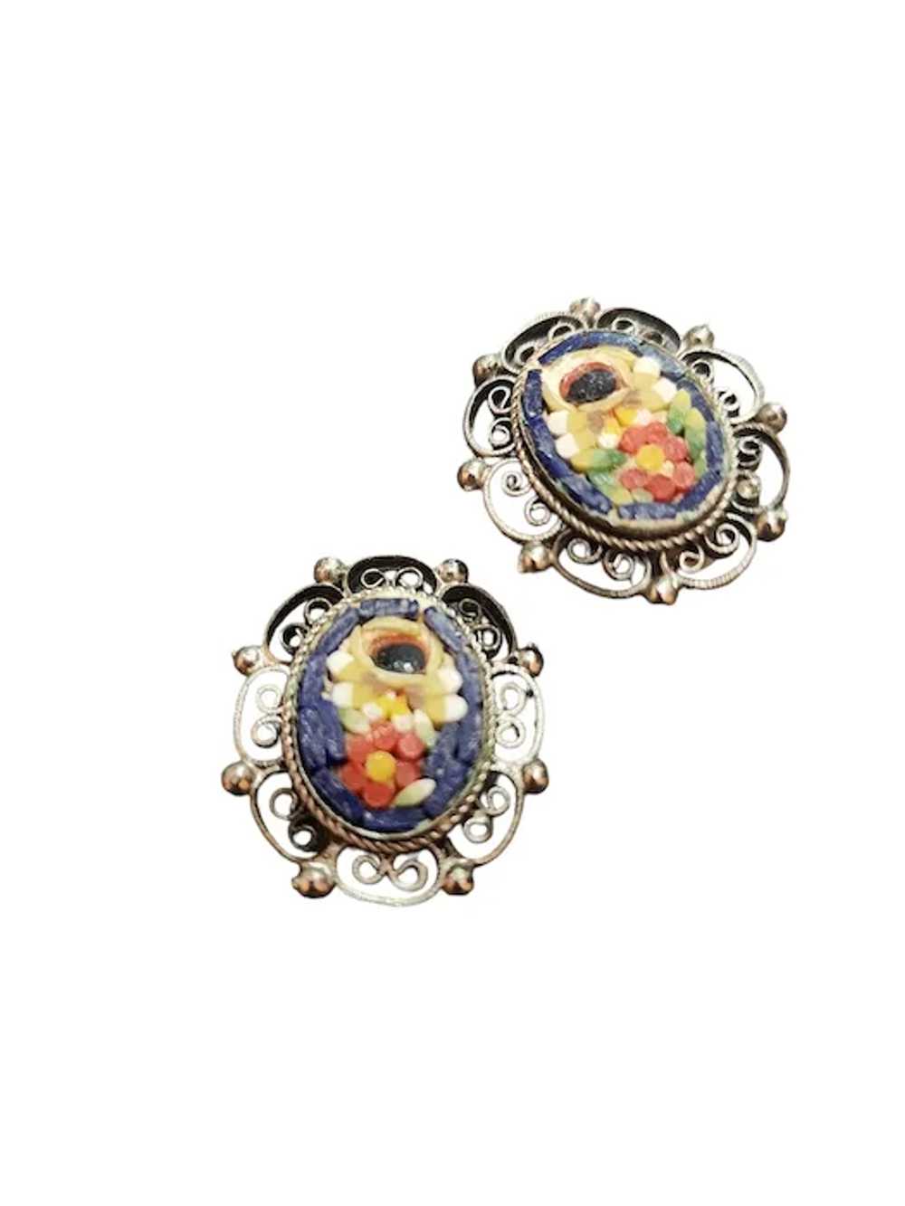 Vintage Mosaic Clip Earrings (A3853) - image 2