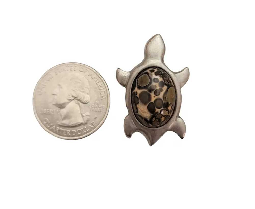 Kenneth Kantro Art Glass Pewter Turtle Pin Pendan… - image 4