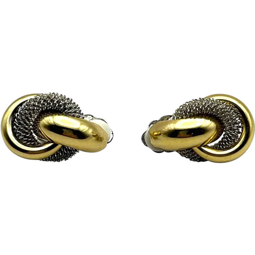 Polished Goldtone Swirled Clip On Earrings with E… - image 1