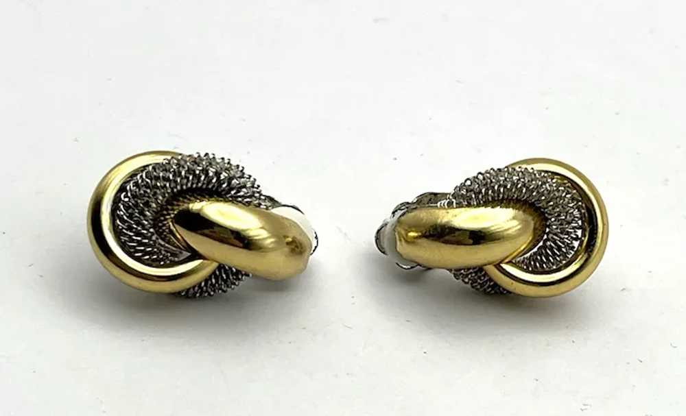 Polished Goldtone Swirled Clip On Earrings with E… - image 2