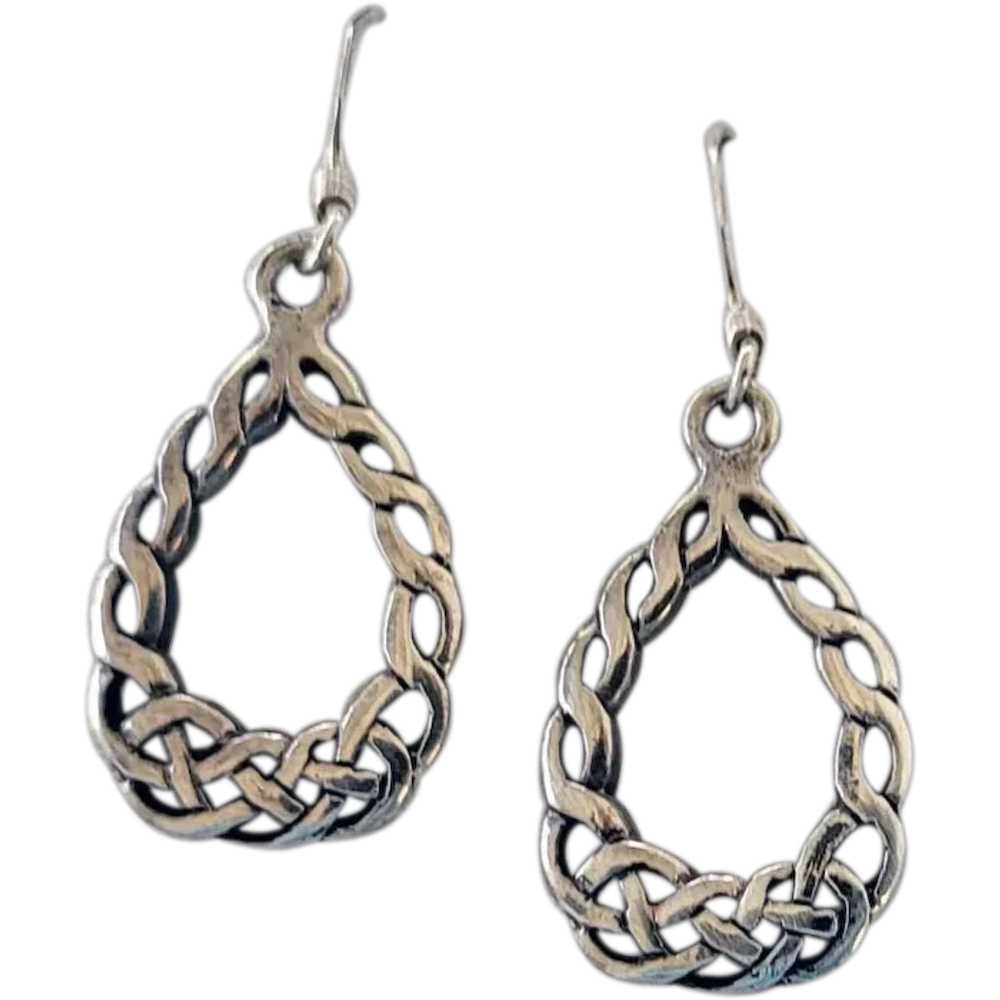 Pierced Sterling Silver Celtic Earrings Open Work… - image 1