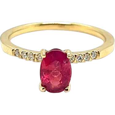 Contemporary Ruby Diamond Ring 14kt Gold.