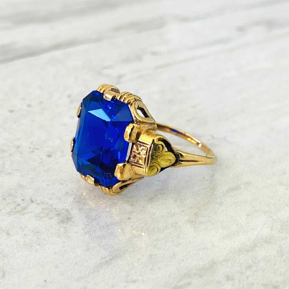Antique Blue Sapphire Gold Ring - image 1