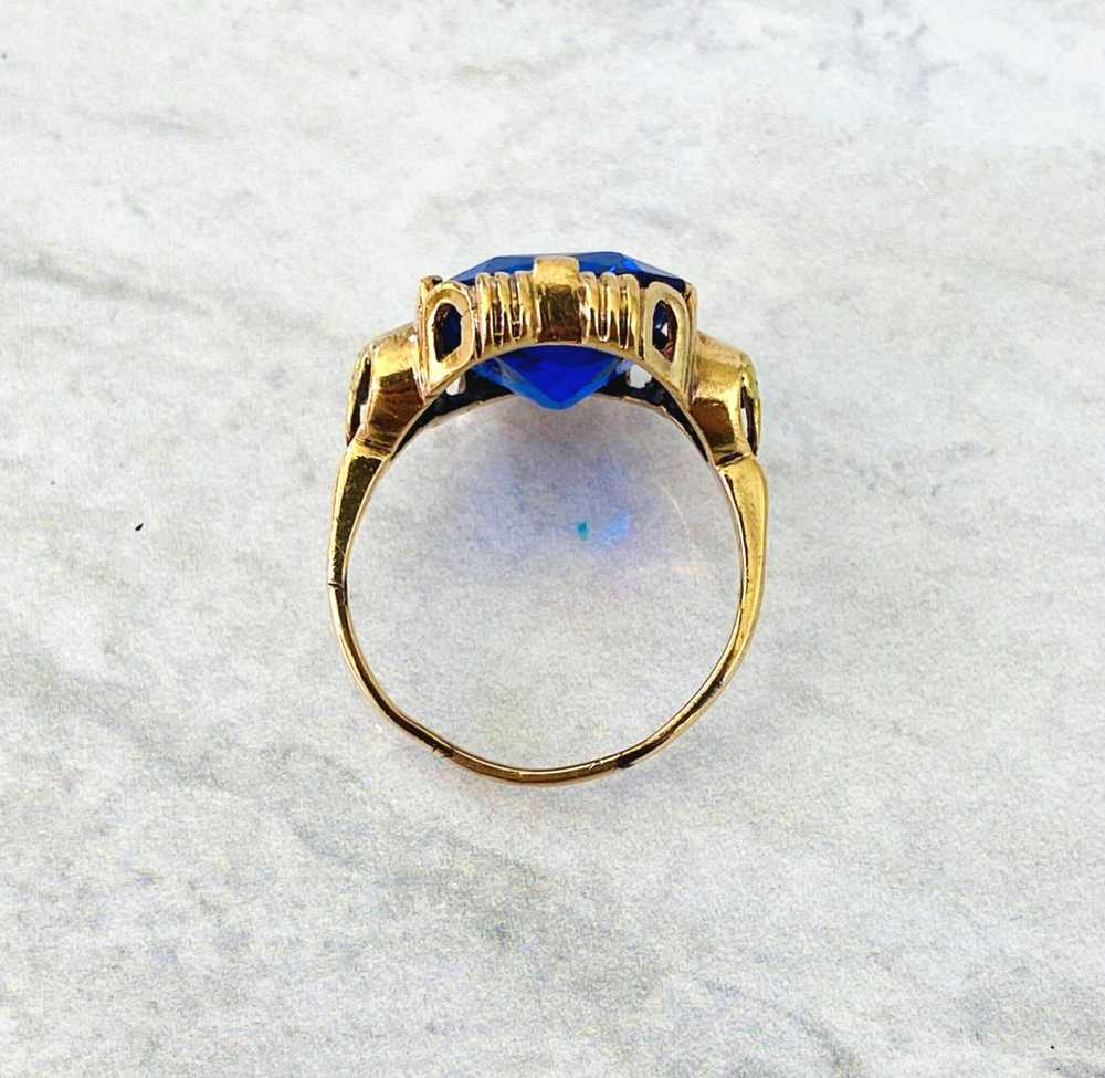 Antique Blue Sapphire Gold Ring - image 7