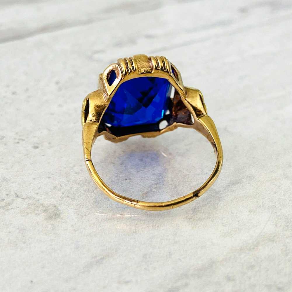 Antique Blue Sapphire Gold Ring - image 9
