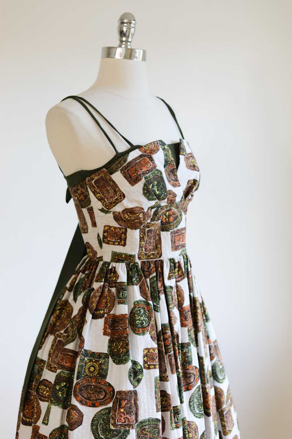 Vintage 1950s Dress - Incredible Cotton Brocade O… - image 4