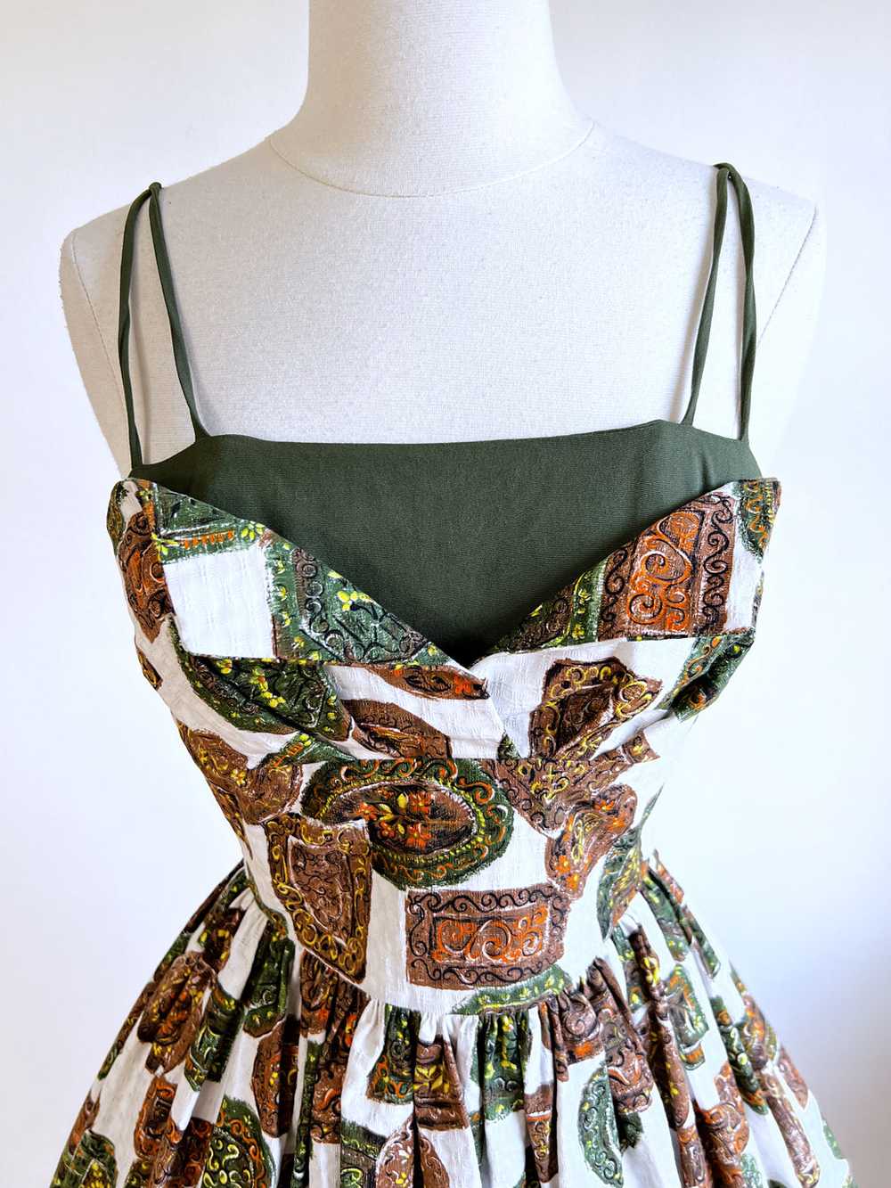 Vintage 1950s Dress - Incredible Cotton Brocade O… - image 6