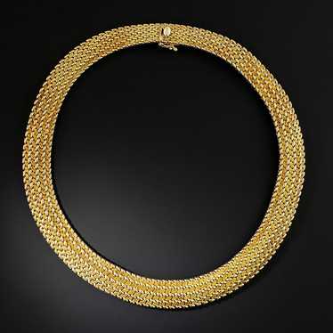 Gold Woven Collar Necklace - image 1