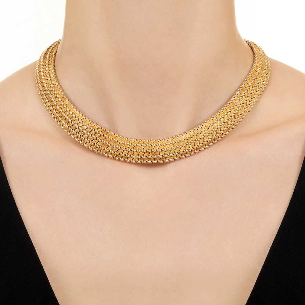 Gold Woven Collar Necklace - image 3
