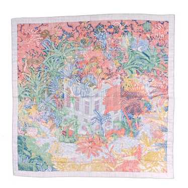HERMES Cashmere Silk Faubourg Tropical Shawl 140 … - image 1
