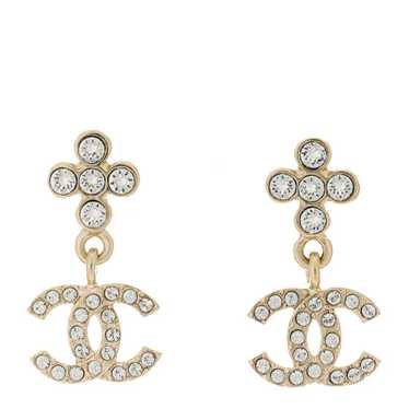 CHANEL Crystal CC Drop Earrings Gold - image 1