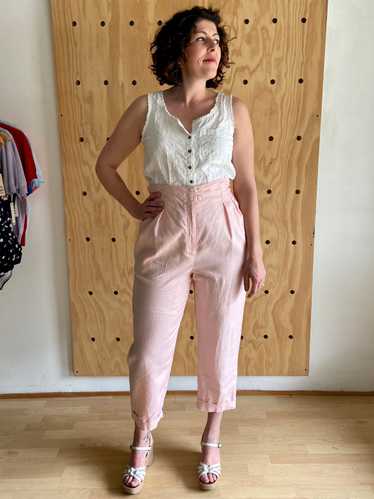 1990s Pale Pink Linen Pants (XL)