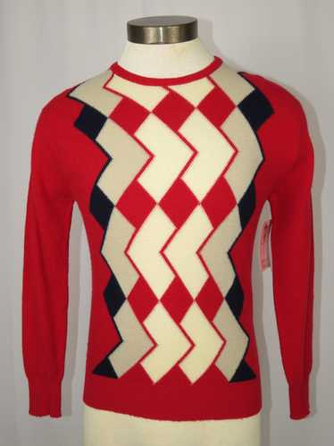 "Lyle & Scott" Red, White, & Black Argyle Sweater