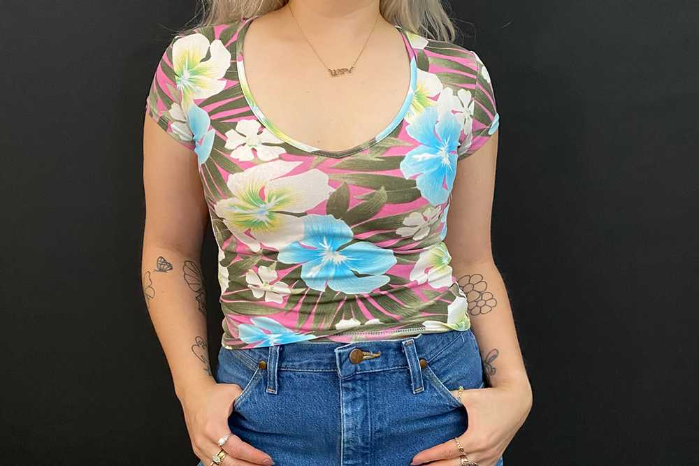 00s Morgan De Toi Tropical Floral Top - image 1