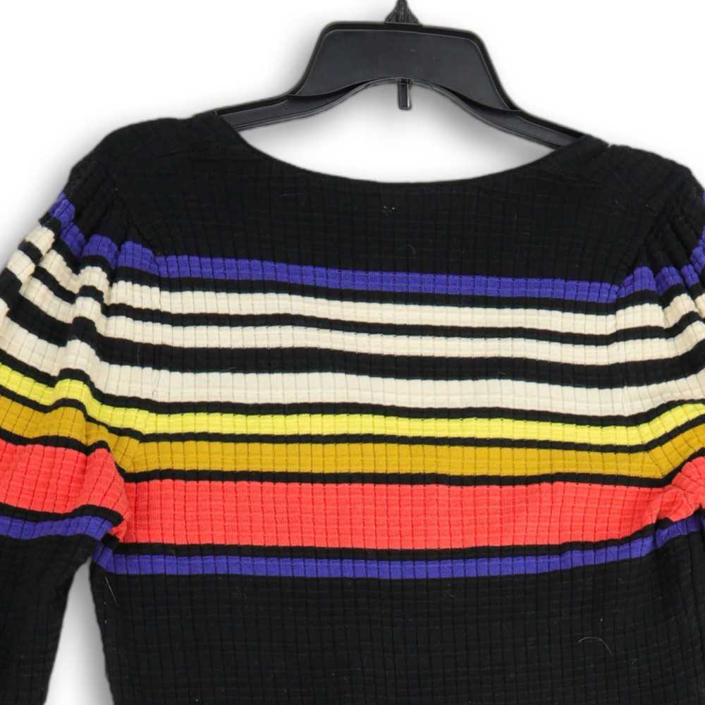 Free People Womens Multicolor Striped V-Neck Long… - image 4