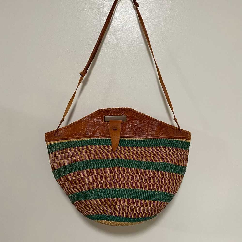 Boho African Sisal Market Bag Tote Woven - image 1