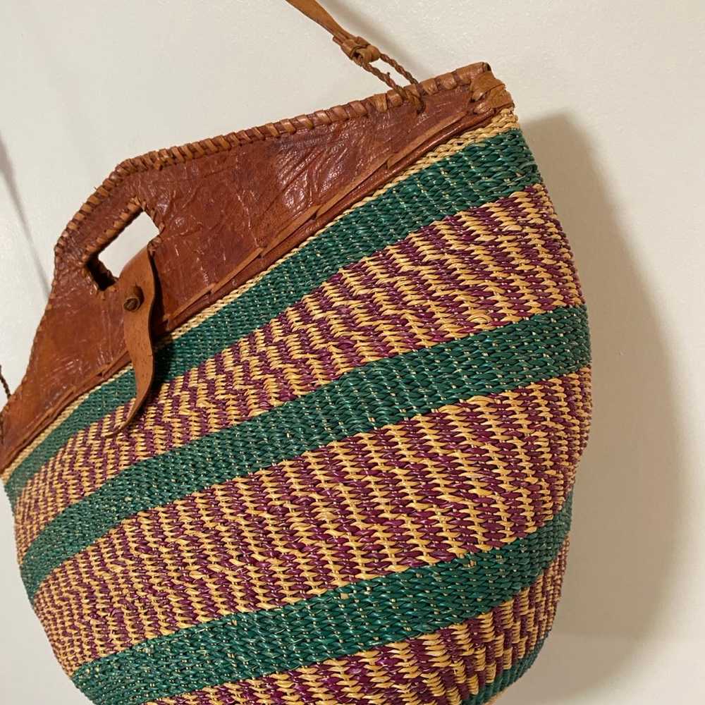 Boho African Sisal Market Bag Tote Woven - image 3