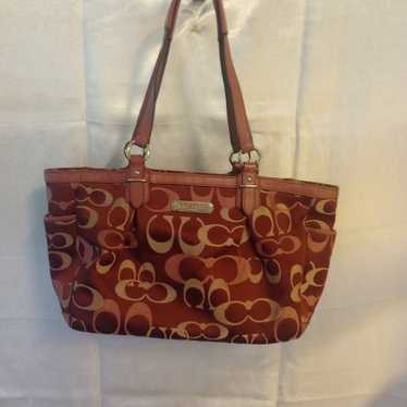 Burgundy lettered coach purse - image 1