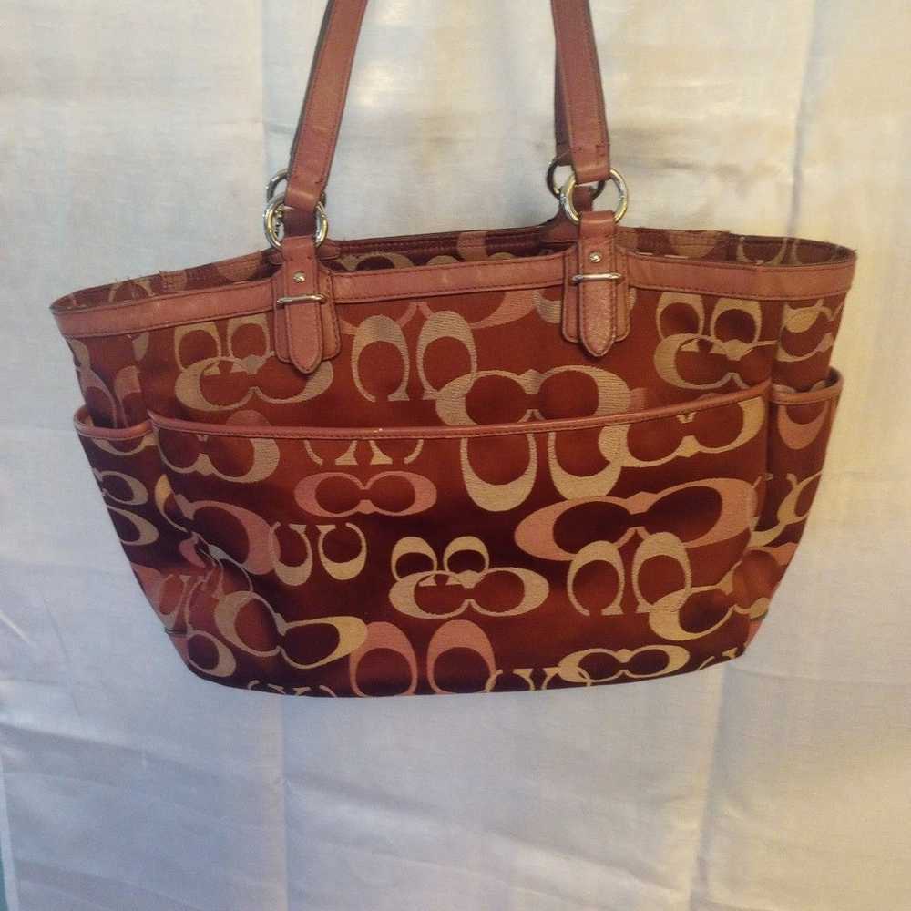Burgundy lettered coach purse - image 2