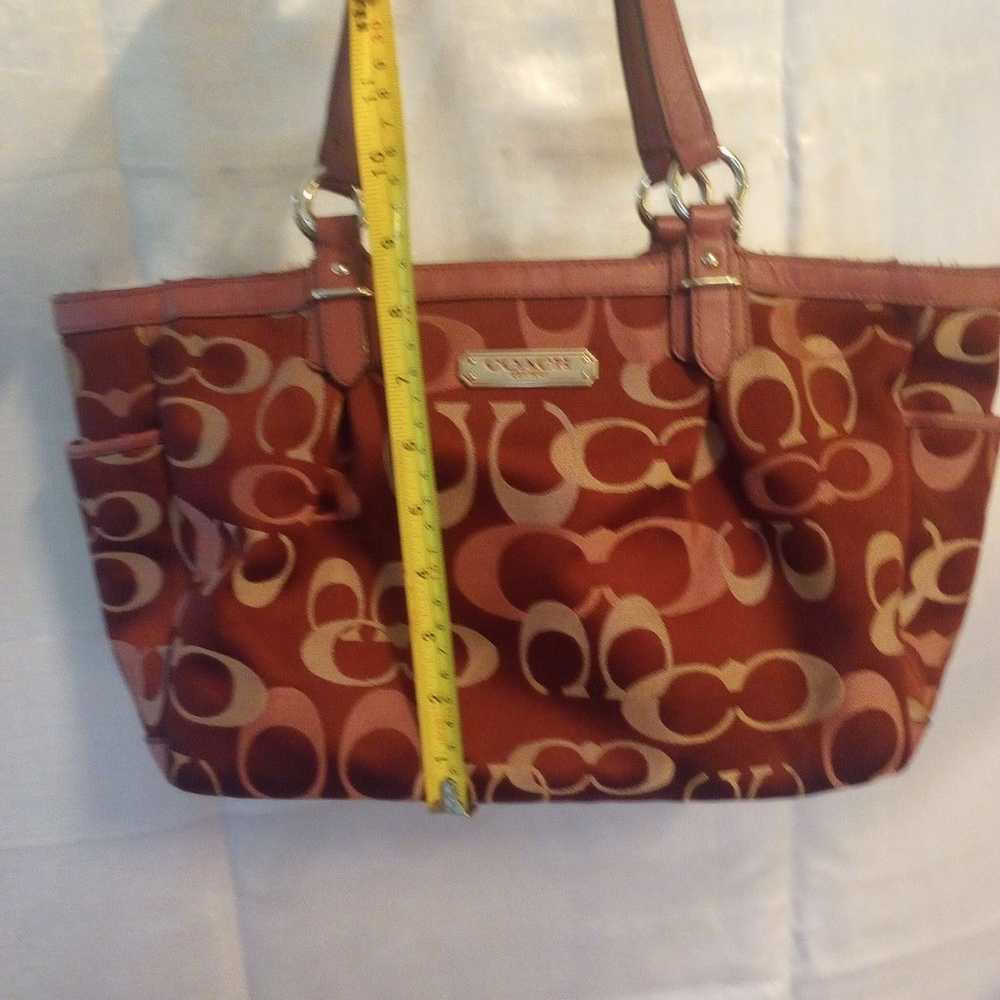 Burgundy lettered coach purse - image 3