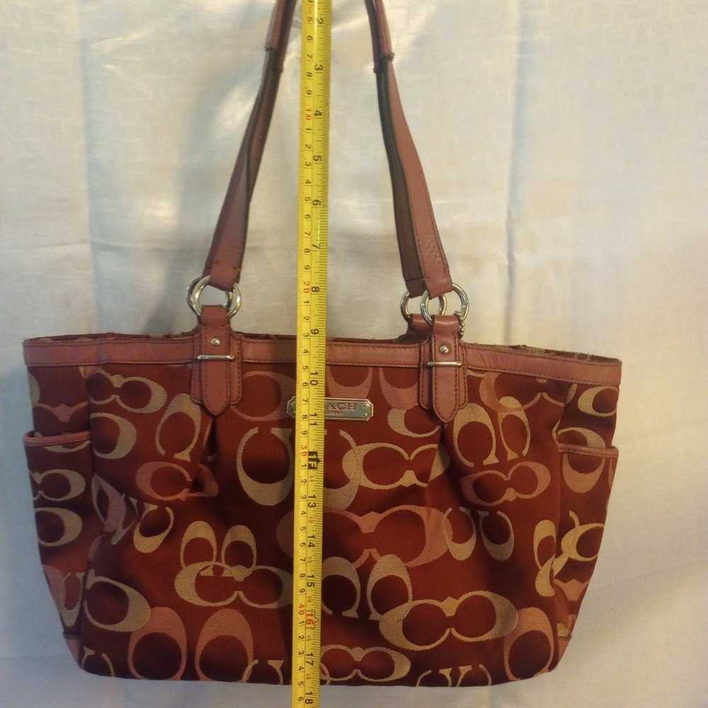 Burgundy lettered coach purse - image 4