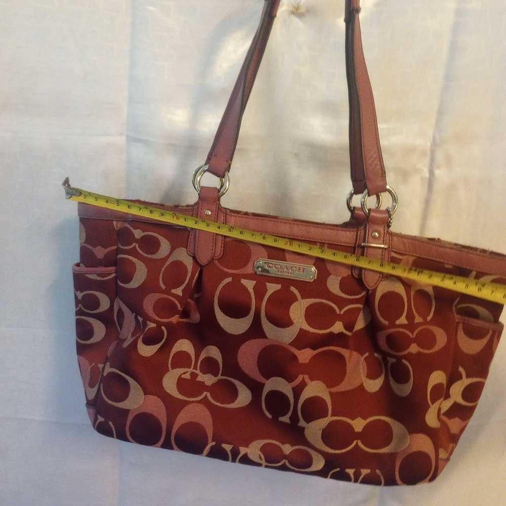 Burgundy lettered coach purse - image 5
