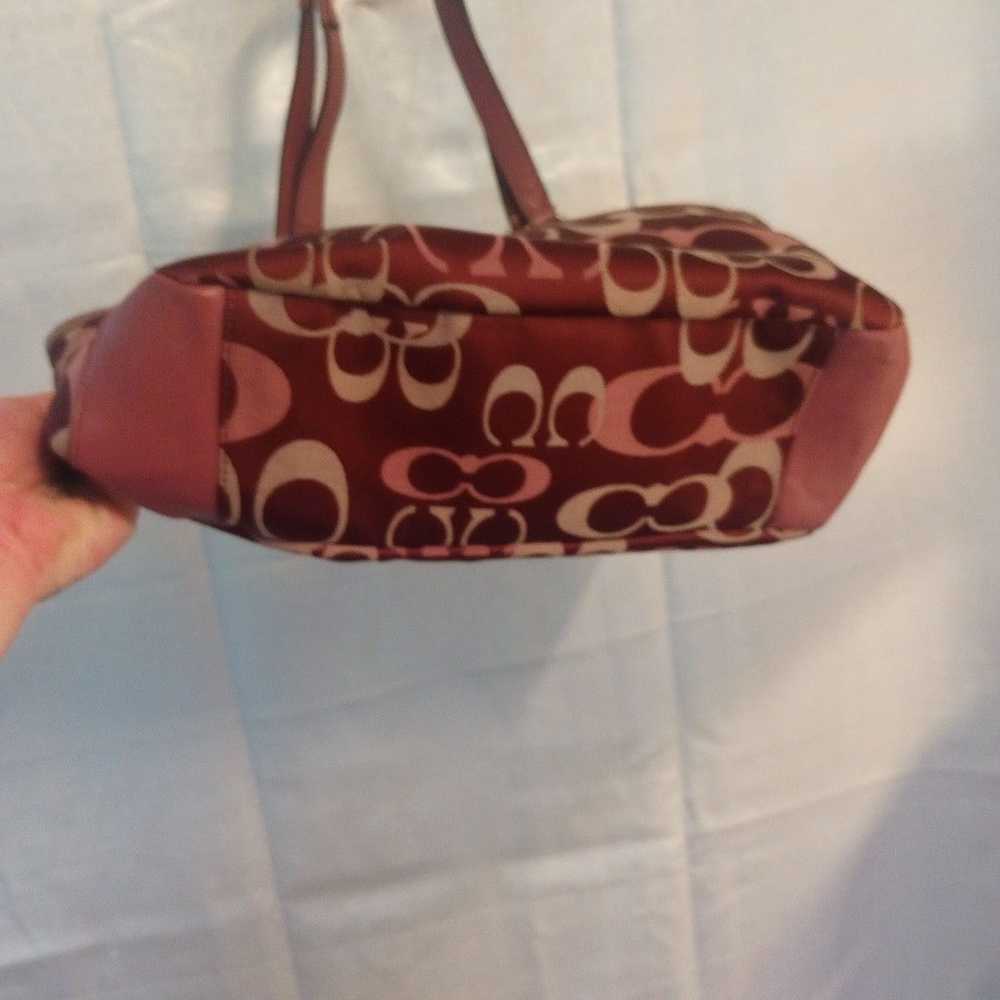 Burgundy lettered coach purse - image 7