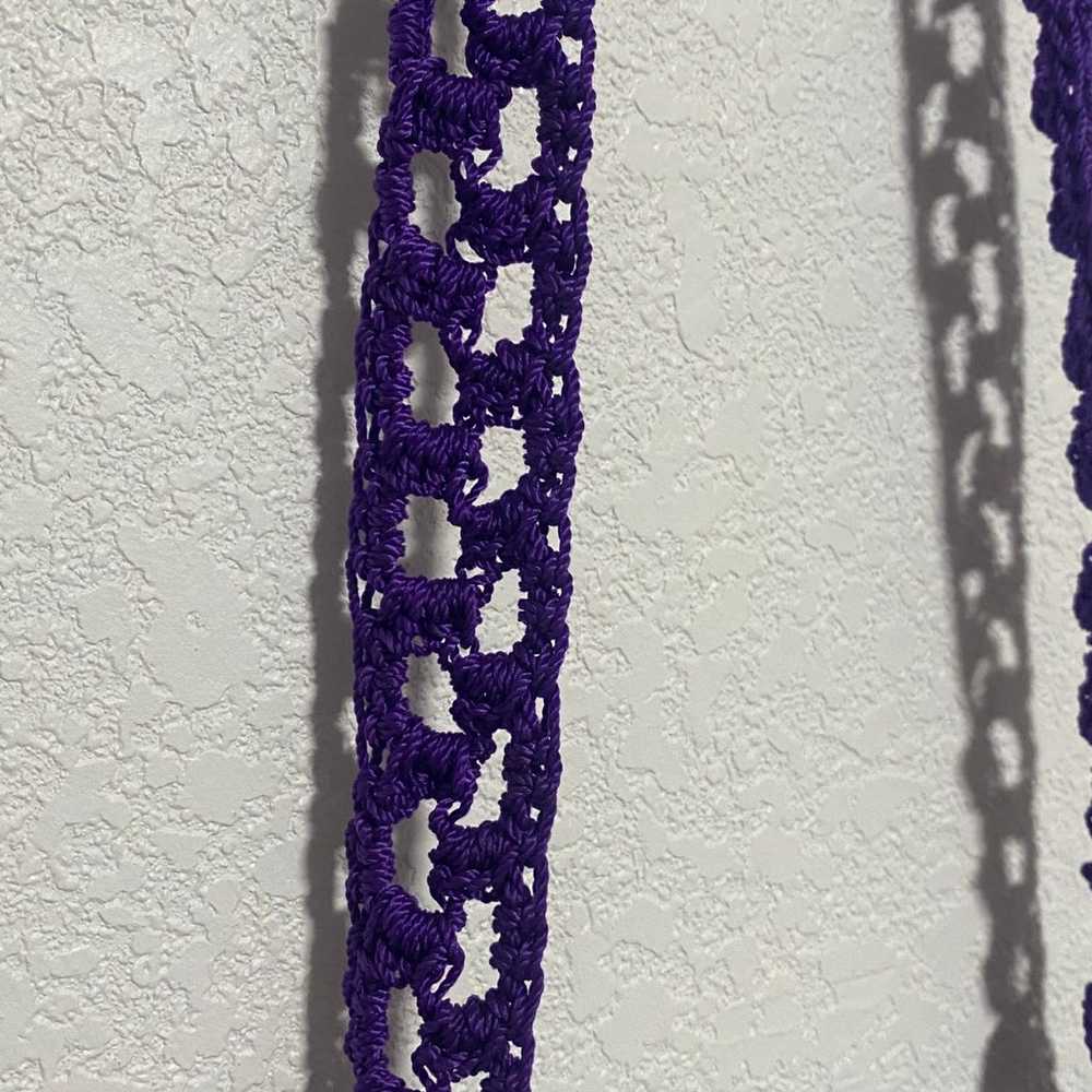 Handmade Heavy Purple Crochet Bag With Hello Kitt… - image 3