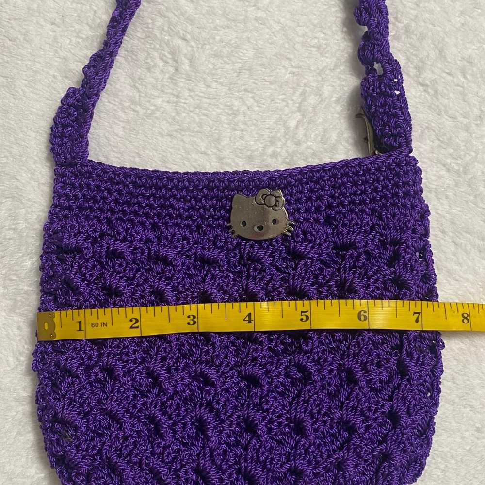Handmade Heavy Purple Crochet Bag With Hello Kitt… - image 4