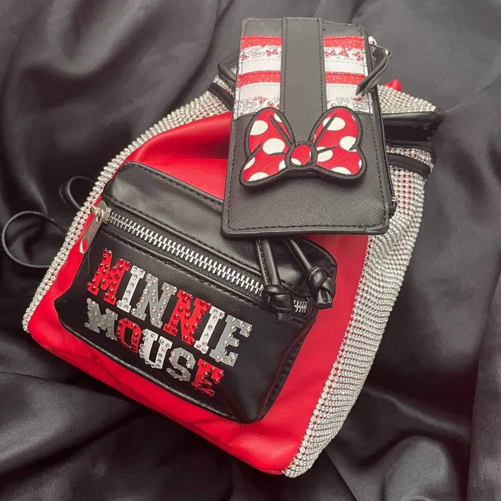 NWOT Disney Rhinestone Minnie Mouse Backpack & Wa… - image 1