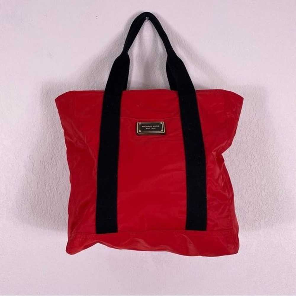 Michael Kors Red Nylon with Black Handle Tote Bag - image 1