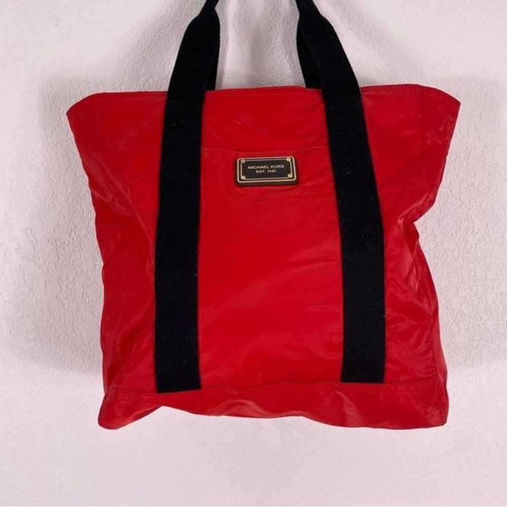 Michael Kors Red Nylon with Black Handle Tote Bag - image 3