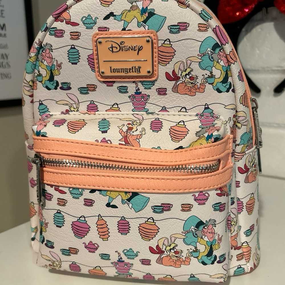 Disney Loungefly Mini Backpack Mad Hatter Alice i… - image 1