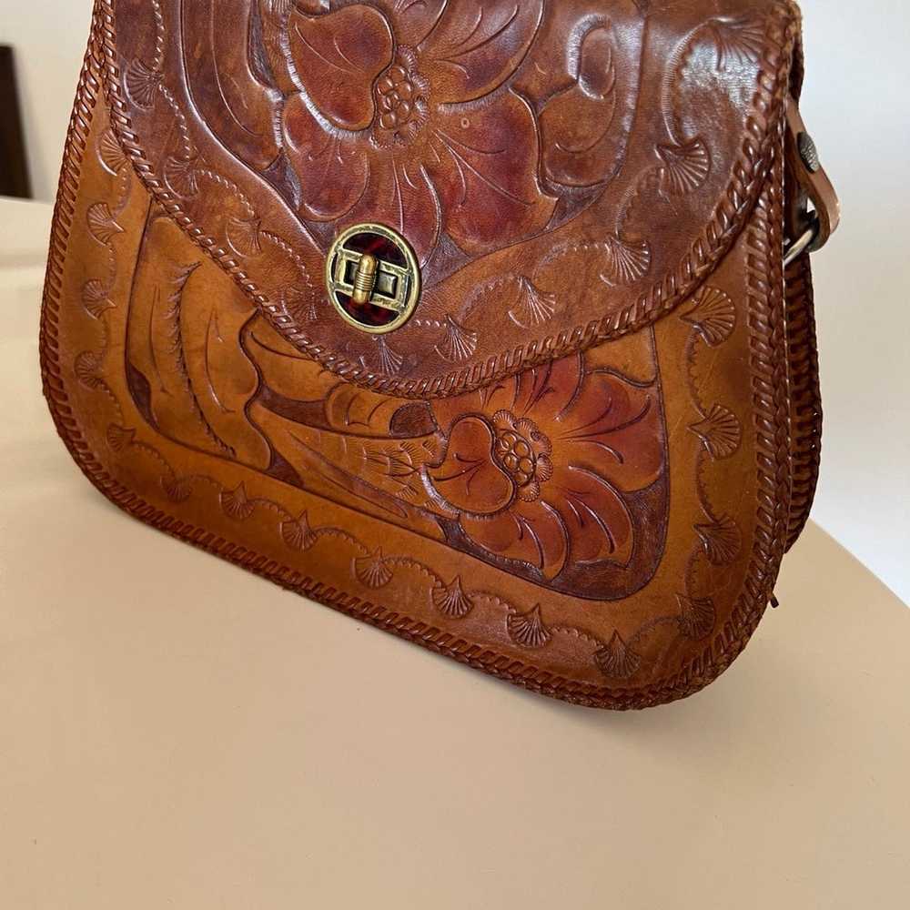 Vintage Mexican brown leather crossbody purse - image 10