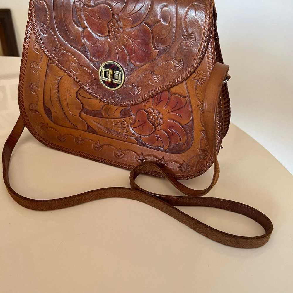 Vintage Mexican brown leather crossbody purse - image 5