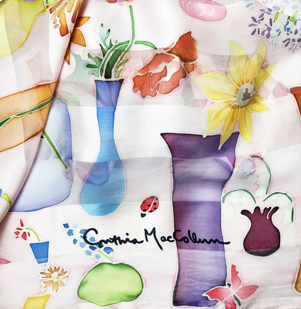 Cynthia MacCollum Hand Painted Silk Scarf Signed … - image 5