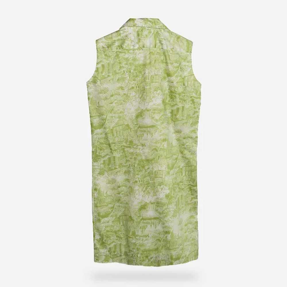 1960s Sleeveless Shirtdress, Green Toile - image 4