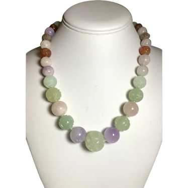 Gorgeous Multi Gemstone Hand Carved Necklace