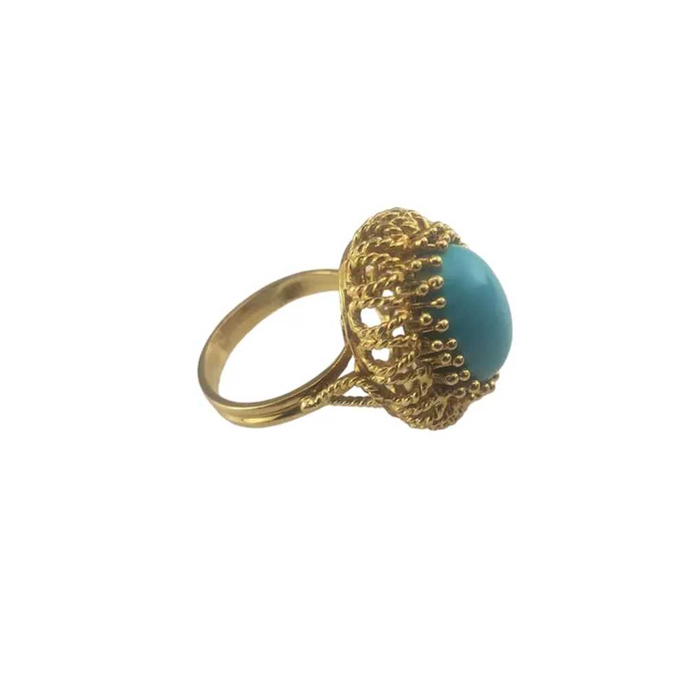 18 Karat Yellow Gold Turquoise Ring Size 6.5 #167… - image 3