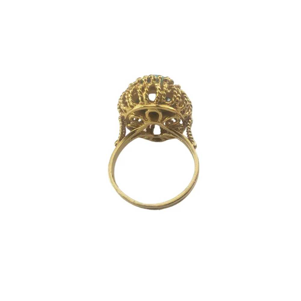 18 Karat Yellow Gold Turquoise Ring Size 6.5 #167… - image 6
