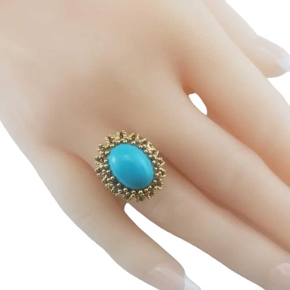 18 Karat Yellow Gold Turquoise Ring Size 6.5 #167… - image 7