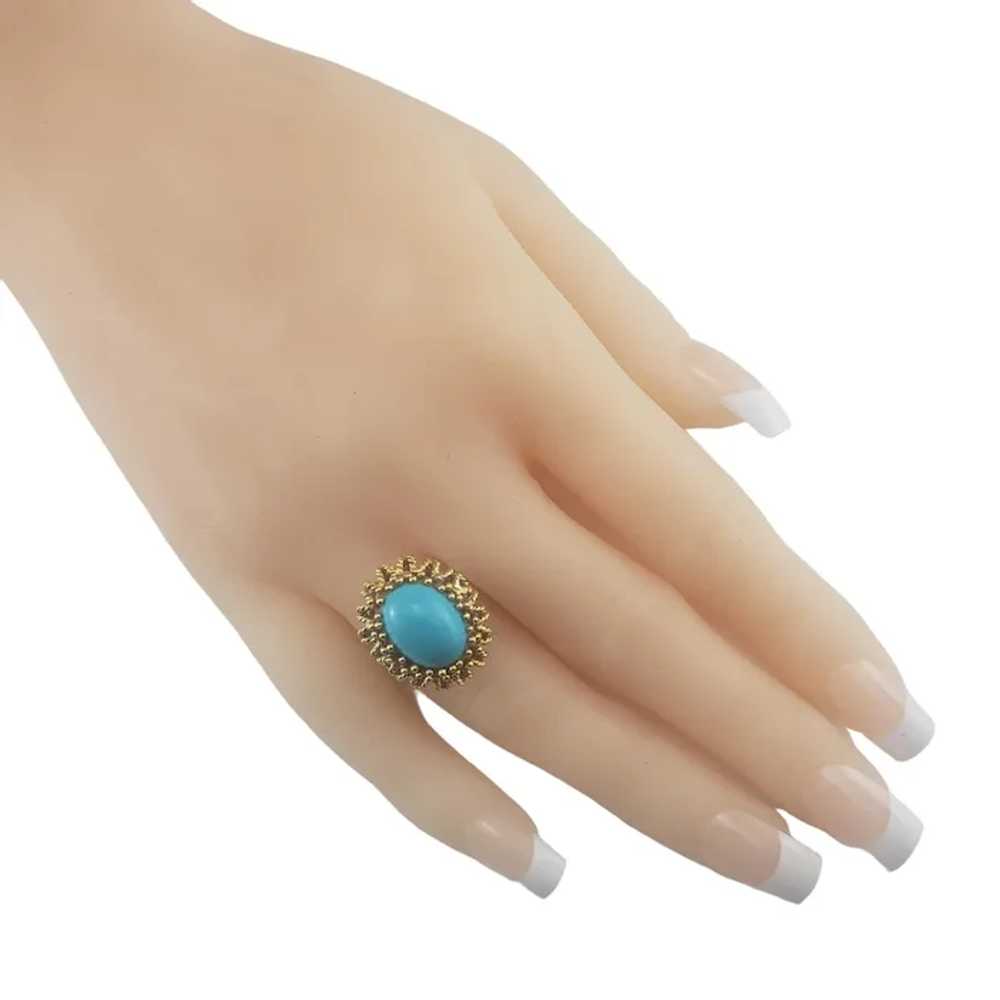 18 Karat Yellow Gold Turquoise Ring Size 6.5 #167… - image 8