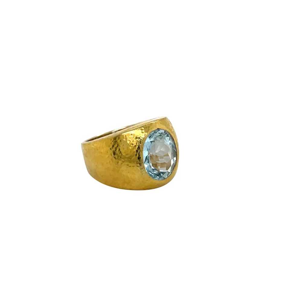 14K Yellow  Gold Aquamarine Ring - image 4